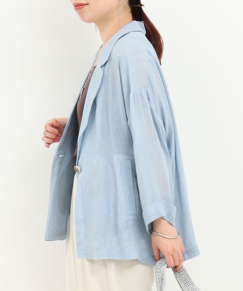 MICO COULIER(ミコクリエ)の「シアーデニムテーラージャケット(テーラードジャケット・レディース・チャコールグレー/ネイビー/サックスブルー・38)」の7枚目の写真