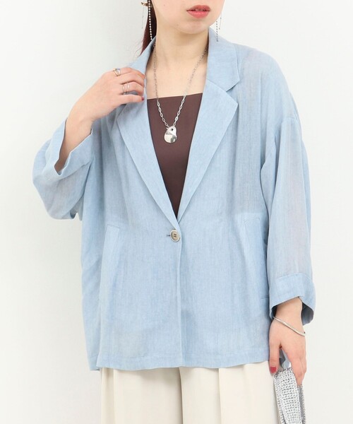 MICO COULIER(ミコクリエ)の「シアーデニムテーラージャケット(テーラードジャケット・レディース・チャコールグレー/ネイビー/サックスブルー・38)」の11枚目の写真