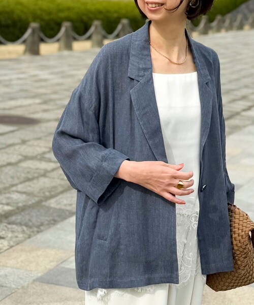 MICO COULIER(ミコクリエ)の「シアーデニムテーラージャケット(テーラードジャケット・レディース・チャコールグレー/ネイビー/サックスブルー・38)」の16枚目の写真