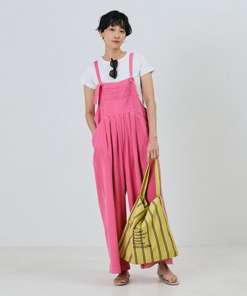 Freada(フリーダ)の「Freada/フリーダ インドダブルガーゼフレアサロペット(サロペット/オーバーオール・レディース・ピンク/グリーン・ONE SIZE)」の1枚目の写真