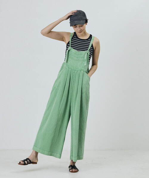 Freada(フリーダ)の「Freada/フリーダ インドダブルガーゼフレアサロペット(サロペット/オーバーオール・レディース・ピンク/グリーン・ONE SIZE)」の2枚目の写真