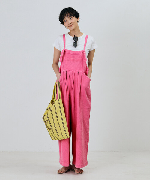 Freada(フリーダ)の「Freada/フリーダ インドダブルガーゼフレアサロペット(サロペット/オーバーオール・レディース・ピンク/グリーン・ONE SIZE)」の3枚目の写真