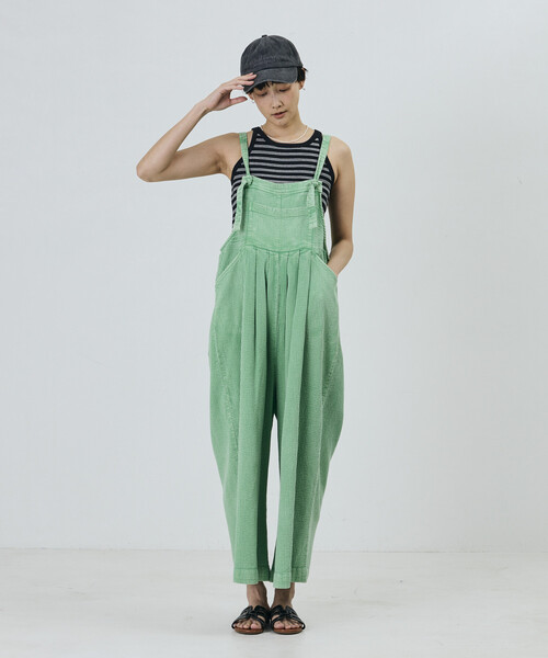 Freada(フリーダ)の「Freada/フリーダ インドダブルガーゼフレアサロペット(サロペット/オーバーオール・レディース・ピンク/グリーン・ONE SIZE)」の4枚目の写真