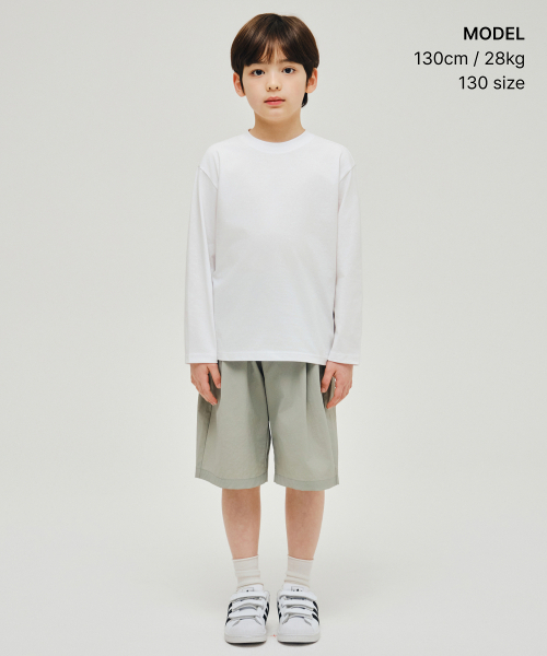 MUSINSA STANDARD KIDS（ムシンサスタンダードキッズ）の「[UVプロテクション] リラックスドクルーネック長袖Tシャツ [ホワイト]（Tシャツ/カットソー・レディース・その他・110/120/130/140/150/160）」の5枚目の写真