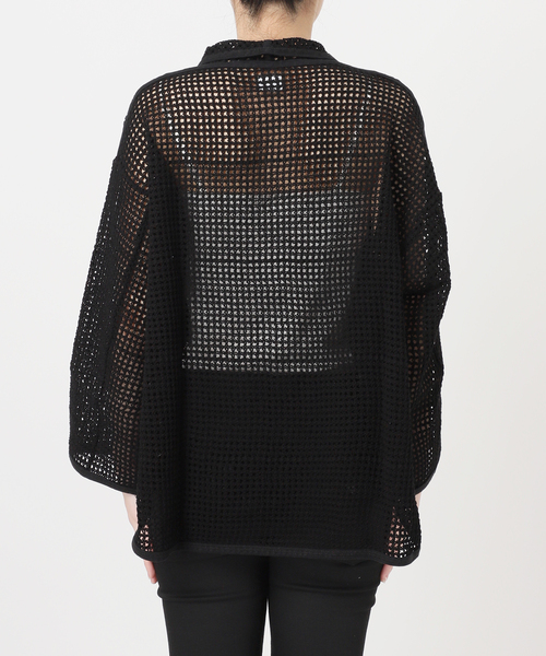美品 25SS ARMY TWILL アーミーツイル Cotton Mesh Shirt メッシュ シャツ カーディガン AM-2513006 Fサイズ ブラック レディース 古着 中古 USED 別注【ARMY TWILL/アーミーツイル】Cotton Mesh Shirt（カーディガン