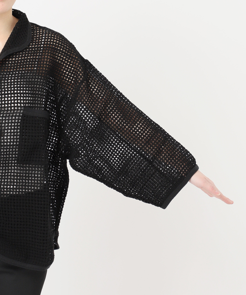 美品 25SS ARMY TWILL アーミーツイル Cotton Mesh Shirt メッシュ シャツ カーディガン AM-2513006 Fサイズ ブラック レディース 古着 中古 USED 美品 25SS ARMY TWILL アーミーツイル Cotton Mesh Shirt メッシュ