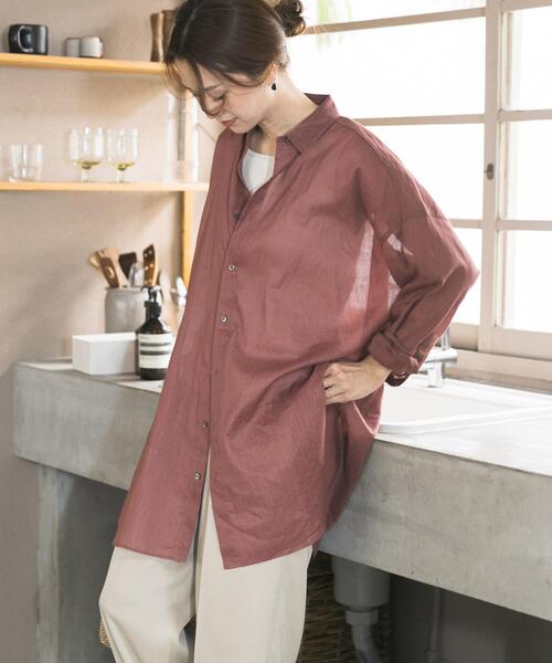 URBAN RESEARCH DOORS（アーバンリサーチドアーズ）の「『WEB/一部店舗限定カラー』ラミーコットンビックシャツ（シャツ/ブラウス・レディース・ブルー/チャコールグレー/ミント/ピンク・FREE）」の4枚目の写真