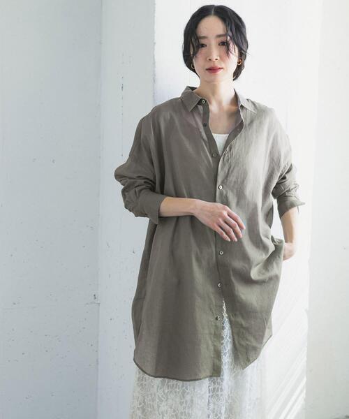 URBAN RESEARCH DOORS（アーバンリサーチドアーズ）の「『WEB/一部店舗限定カラー』ラミーコットンビックシャツ（シャツ/ブラウス・レディース・ブルー/チャコールグレー/ミント/ピンク・FREE）」の3枚目の写真