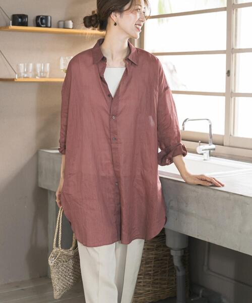 URBAN RESEARCH DOORS（アーバンリサーチドアーズ）の「『WEB/一部店舗限定カラー』ラミーコットンビックシャツ（シャツ/ブラウス・レディース・ブルー/チャコールグレー/ミント/ピンク・FREE）」の5枚目の写真