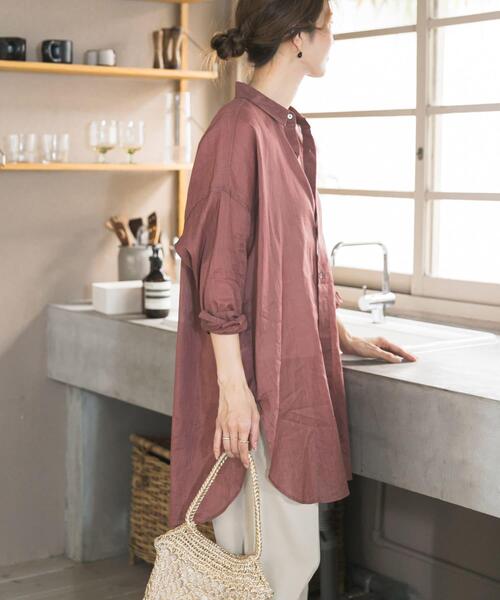 URBAN RESEARCH DOORS（アーバンリサーチドアーズ）の「『WEB/一部店舗限定カラー』ラミーコットンビックシャツ（シャツ/ブラウス・レディース・ブルー/チャコールグレー/ミント/ピンク・FREE）」の6枚目の写真