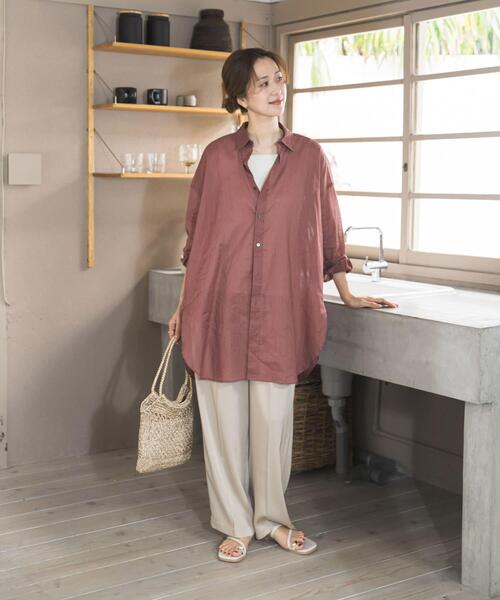 URBAN RESEARCH DOORS（アーバンリサーチドアーズ）の「『WEB/一部店舗限定カラー』ラミーコットンビックシャツ（シャツ/ブラウス・レディース・ブルー/チャコールグレー/ミント/ピンク・FREE）」の10枚目の写真