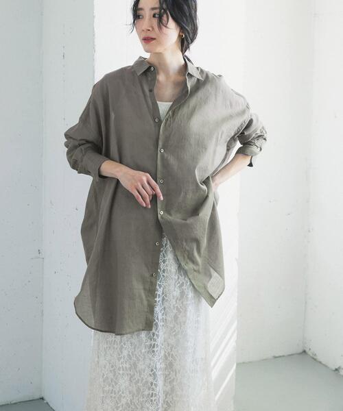 URBAN RESEARCH DOORS（アーバンリサーチドアーズ）の「『WEB/一部店舗限定カラー』ラミーコットンビックシャツ（シャツ/ブラウス・レディース・ブルー/チャコールグレー/ミント/ピンク・FREE）」の14枚目の写真