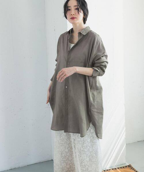 URBAN RESEARCH DOORS（アーバンリサーチドアーズ）の「『WEB/一部店舗限定カラー』ラミーコットンビックシャツ（シャツ/ブラウス・レディース・ブルー/チャコールグレー/ミント/ピンク・FREE）」の15枚目の写真