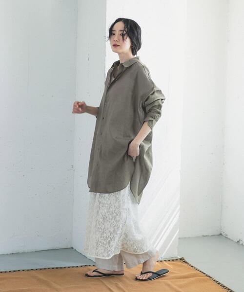 URBAN RESEARCH DOORS（アーバンリサーチドアーズ）の「『WEB/一部店舗限定カラー』ラミーコットンビックシャツ（シャツ/ブラウス・レディース・ブルー/チャコールグレー/ミント/ピンク・FREE）」の20枚目の写真