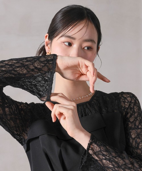 Kana（カナ）の「フラワーチュールペプラムビスチェドッキングパンツドレス2点セットアップ パーティー 結婚式 お呼ばれ オケージョン（パンツドレス・レディース・ブルー/チャコールグレー/ブラック・M）」の5枚目の写真