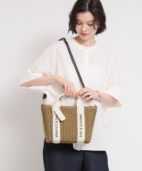 THE SHOP TK （ザ ショップ ティーケー ）の「ロゴ雑材バッグ（ハンドバッグ・レディース・グレー系4/アイボリー系4/ベージュ系4・00）」の3枚目の写真