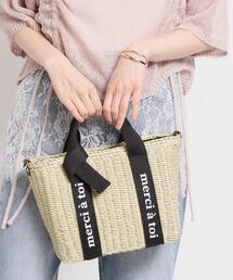 THE SHOP TK  | ロゴ雑材バッグ(ハンドバッグ)