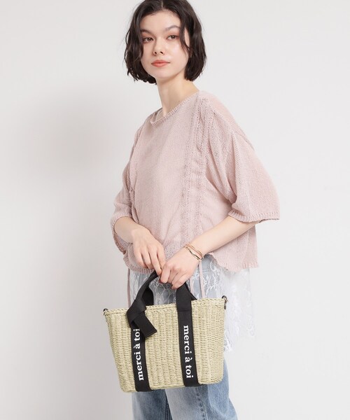 THE SHOP TK （ザ ショップ ティーケー ）の「ロゴ雑材バッグ（ハンドバッグ・レディース・グレー系4/アイボリー系4/ベージュ系4・00）」の4枚目の写真