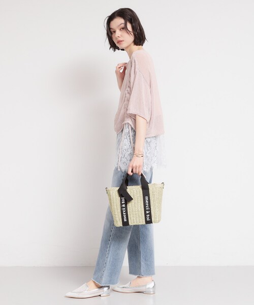 THE SHOP TK （ザ ショップ ティーケー ）の「ロゴ雑材バッグ（ハンドバッグ・レディース・グレー系4/アイボリー系4/ベージュ系4・00）」の5枚目の写真