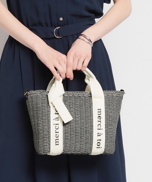 THE SHOP TK （ザ ショップ ティーケー ）の「ロゴ雑材バッグ（ハンドバッグ・レディース・グレー系4/アイボリー系4/ベージュ系4・00）」の6枚目の写真