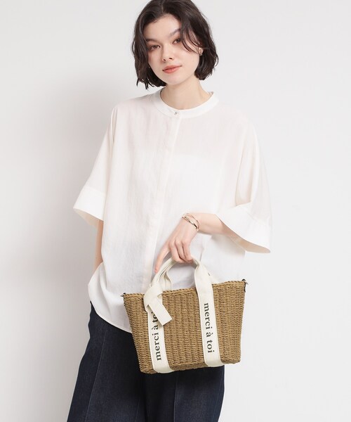 THE SHOP TK （ザ ショップ ティーケー ）の「ロゴ雑材バッグ（ハンドバッグ・レディース・グレー系4/アイボリー系4/ベージュ系4・00）」の8枚目の写真