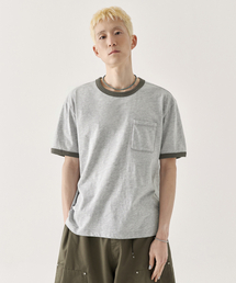 [クロップ] リンガークロップ半袖Tシャツ_メランジグレー