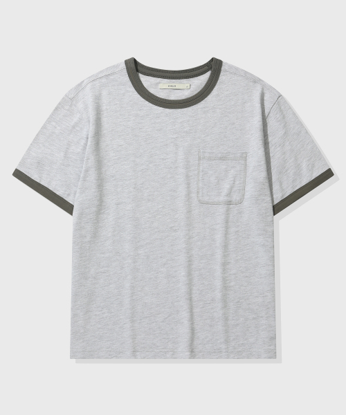 KIIMUIR（キミュア）の「[クロップ] リンガークロップ半袖Tシャツ_メランジグレー（Tシャツ/カットソー・メンズ・ライトグレー・MEDIUM/LARGE/X-LARGE）」の2枚目の写真