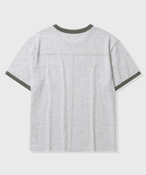 KIIMUIR（キミュア）の「[クロップ] リンガークロップ半袖Tシャツ_メランジグレー（Tシャツ/カットソー・メンズ・ライトグレー・MEDIUM/LARGE/X-LARGE）」の3枚目の写真