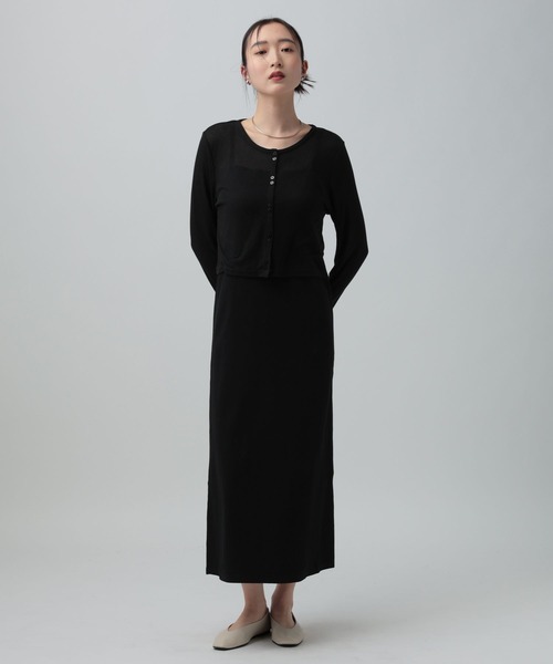 LEPSIM(レプシィム)の「シアーカーディガン*キャミワンピース《2点セット》 667871(ワンピース・レディース・ブラック/チャコールグレー・FREE)」の2枚目の写真
