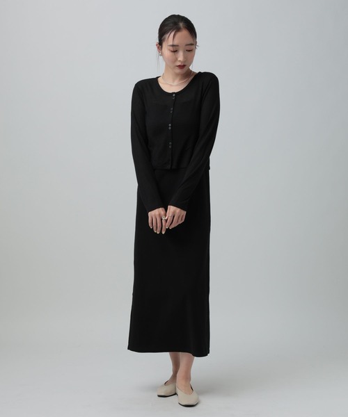 LEPSIM(レプシィム)の「シアーカーディガン*キャミワンピース《2点セット》 667871(ワンピース・レディース・ブラック/チャコールグレー・FREE)」の3枚目の写真