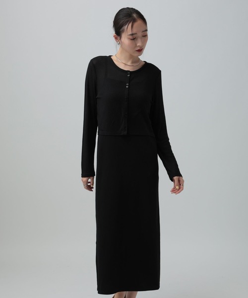 LEPSIM(レプシィム)の「シアーカーディガン*キャミワンピース《2点セット》 667871(ワンピース・レディース・ブラック/チャコールグレー・FREE)」の8枚目の写真