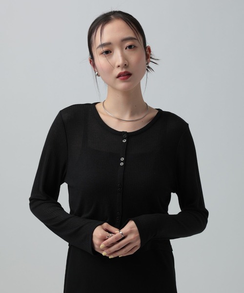 LEPSIM(レプシィム)の「シアーカーディガン*キャミワンピース《2点セット》 667871(ワンピース・レディース・ブラック/チャコールグレー・FREE)」の9枚目の写真