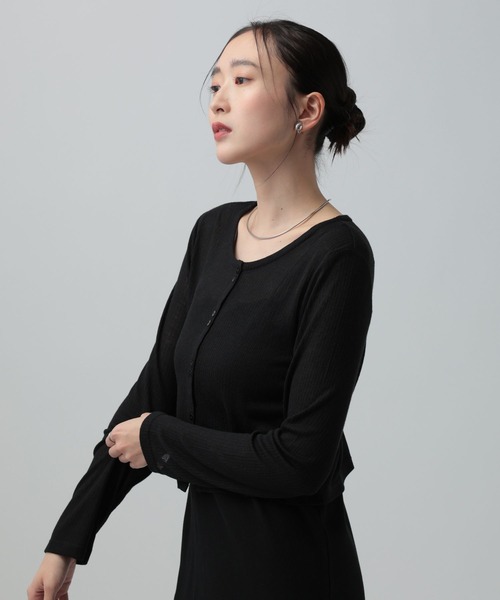 LEPSIM(レプシィム)の「シアーカーディガン*キャミワンピース《2点セット》 667871(ワンピース・レディース・ブラック/チャコールグレー・FREE)」の10枚目の写真