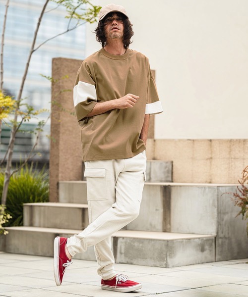 CAMBIO(カンビオ)の「mt10470- Asymmetry Switch Cut sew デザインTシャツ(S69026cmb)(Tシャツ/カットソー・メンズ・キナリ/ベージュ系その他/ブラック×グレー/チャコールグレー×ブラック・L/M/S)」の22枚目の写真