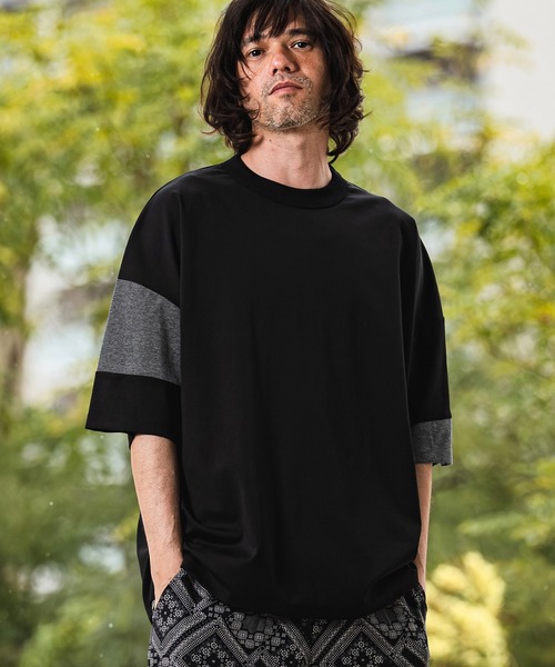 CAMBIO(カンビオ)の「mt10470- Asymmetry Switch Cut sew デザインTシャツ(S69026cmb)(Tシャツ/カットソー・メンズ・キナリ/ベージュ系その他/ブラック×グレー/チャコールグレー×ブラック・L/M/S)」の6枚目の写真