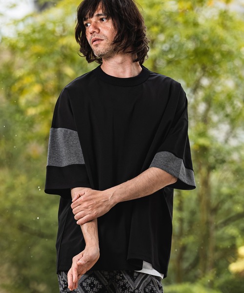 CAMBIO(カンビオ)の「mt10470- Asymmetry Switch Cut sew デザインTシャツ(S69026cmb)(Tシャツ/カットソー・メンズ・キナリ/ベージュ系その他/ブラック×グレー/チャコールグレー×ブラック・L/M/S)」の7枚目の写真