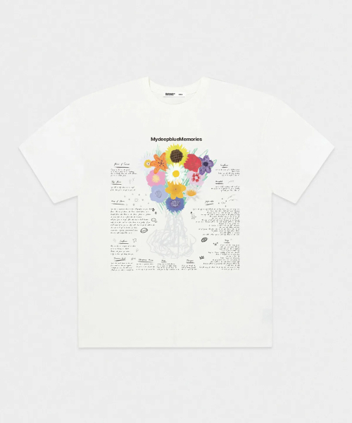mydeepbluememories（マイディープブルーメモリーズ）の「MM TWELVE FLOWER T-Shirts (White)（Tシャツ/カットソー・レディース・ホワイト・SMALL/LARGE）」の4枚目の写真