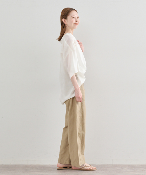 U by SPICK&SPAN(ユーバイスピックアンドスパン)の「コットンリネンバレルレッグルーズベイカーパンツ(カーゴパンツ・レディース・ベージュ/ネイビー/カーキ・38/36)」の6枚目の写真