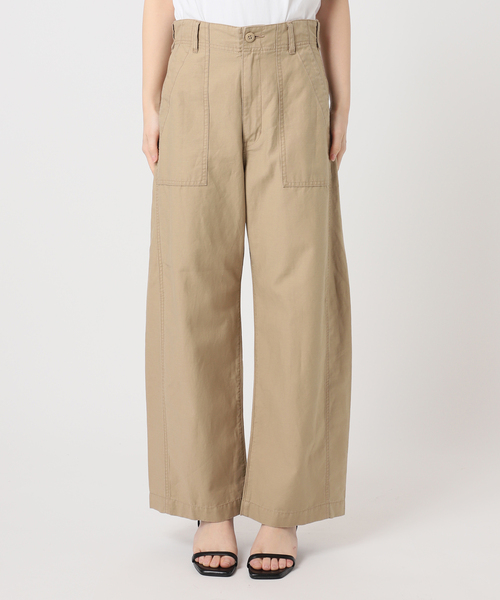 U by SPICK&SPAN(ユーバイスピックアンドスパン)の「コットンリネンバレルレッグルーズベイカーパンツ(カーゴパンツ・レディース・ベージュ/ネイビー/カーキ・38/36)」の9枚目の写真