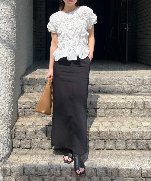 CAPRICIEUX LE'MAGE(カプリシューレマージュ)の「【新色イエロー・チャコール】シャーリングホイップT(Tシャツ/カットソー・レディース・ホワイト/ピンク/イエロー/ブラック/チャコールグレー・FREE)」の9枚目の写真