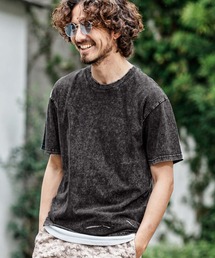 mt10486- Pigment dye Distressed Short Sleeve Cut sew Tシャツ(S601126cmb)