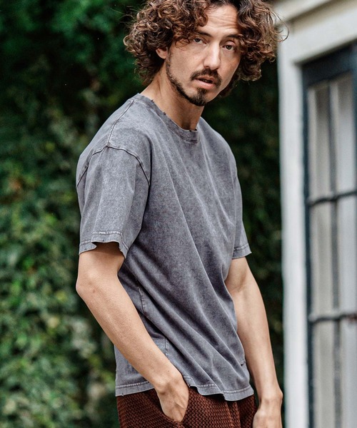CAMBIO（カンビオ）の「mt10486- Pigment dye Distressed Short Sleeve Cut sew Tシャツ(S601126cmb)（Tシャツ/カットソー・メンズ・ブラック/グリーン/レッド/ライトグレー・L/M/S）」の10枚目の写真