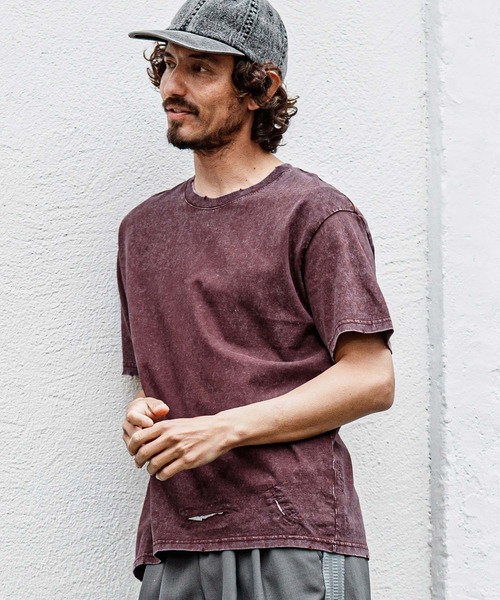 CAMBIO（カンビオ）の「mt10486- Pigment dye Distressed Short Sleeve Cut sew Tシャツ(S601126cmb)（Tシャツ/カットソー・メンズ・ブラック/グリーン/レッド/ライトグレー・L/M/S）」の20枚目の写真