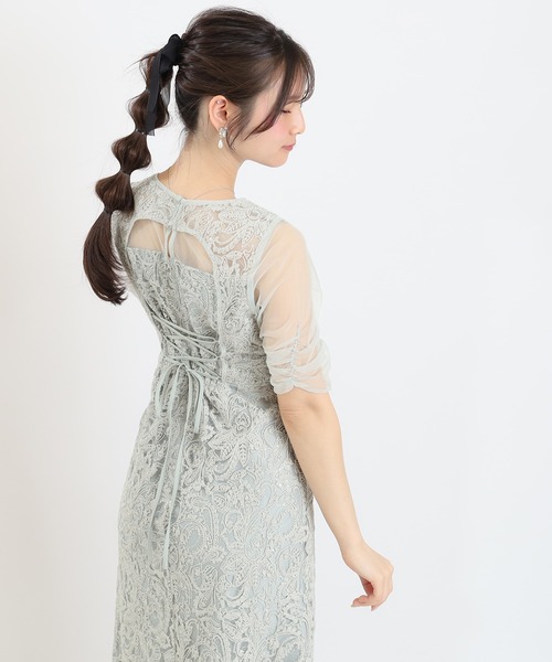TRUDEA(トルディア)の「Vネック刺繍レース(ドレス・レディース・チャコールグレー/ブラック/ミント・MEDIUM/SMALL)」の3枚目の写真