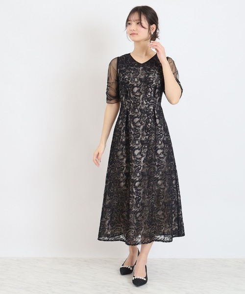 TRUDEA(トルディア)の「Vネック刺繍レース(ドレス・レディース・チャコールグレー/ブラック/ミント・MEDIUM/SMALL)」の2枚目の写真