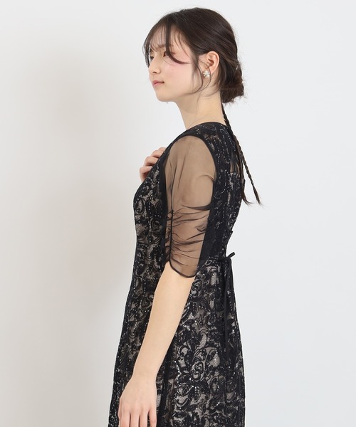 TRUDEA(トルディア)の「Vネック刺繍レース(ドレス・レディース・チャコールグレー/ブラック/ミント・MEDIUM/SMALL)」の4枚目の写真