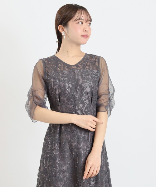 TRUDEA(トルディア)の「Vネック刺繍レース(ドレス・レディース・チャコールグレー/ブラック/ミント・MEDIUM/SMALL)」の22枚目の写真