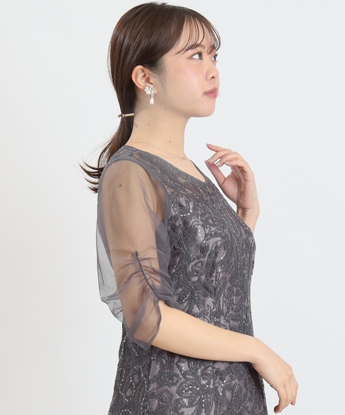 TRUDEA(トルディア)の「Vネック刺繍レース(ドレス・レディース・チャコールグレー/ブラック/ミント・MEDIUM/SMALL)」の20枚目の写真