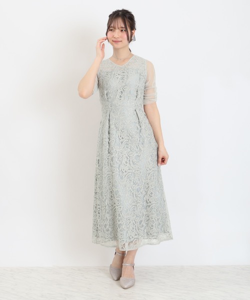 TRUDEA(トルディア)の「Vネック刺繍レース(ドレス・レディース・チャコールグレー/ブラック/ミント・MEDIUM/SMALL)」の18枚目の写真