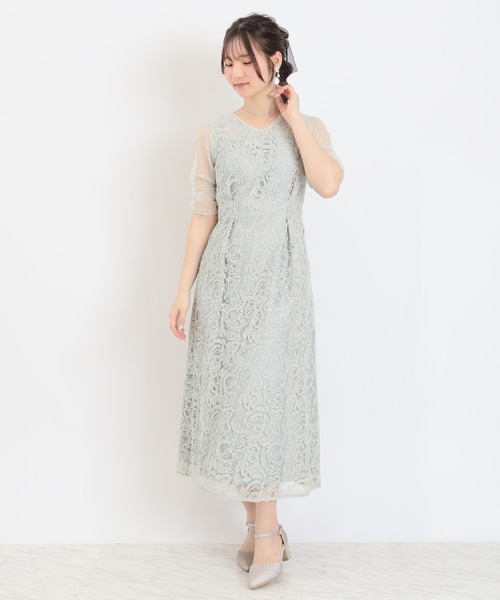 TRUDEA(トルディア)の「Vネック刺繍レース(ドレス・レディース・チャコールグレー/ブラック/ミント・MEDIUM/SMALL)」の17枚目の写真